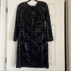 NEW Navy L/S sequin dress sz 14 LAUREN